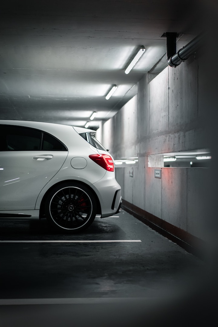 white car in a tunnel